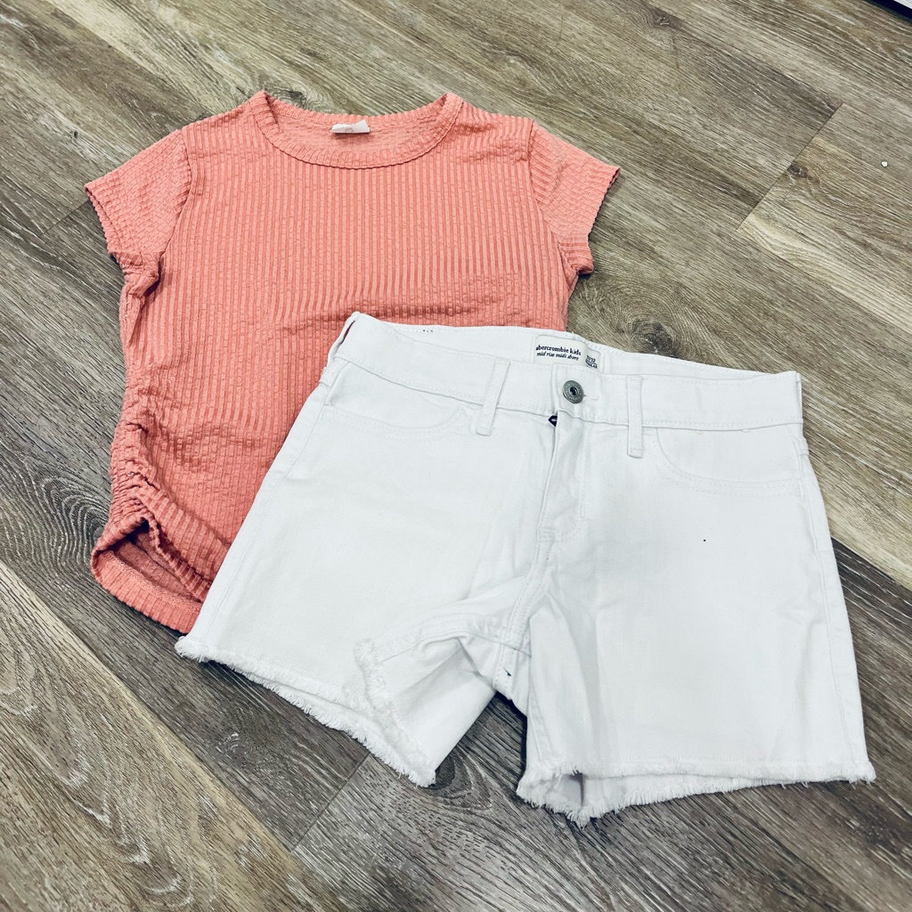 Abercrombie Kids Peach Top And White Shorts Set